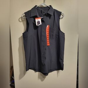 NEW-GAIAM Women's Black Sleeveless Polo Shirt, Size Medium